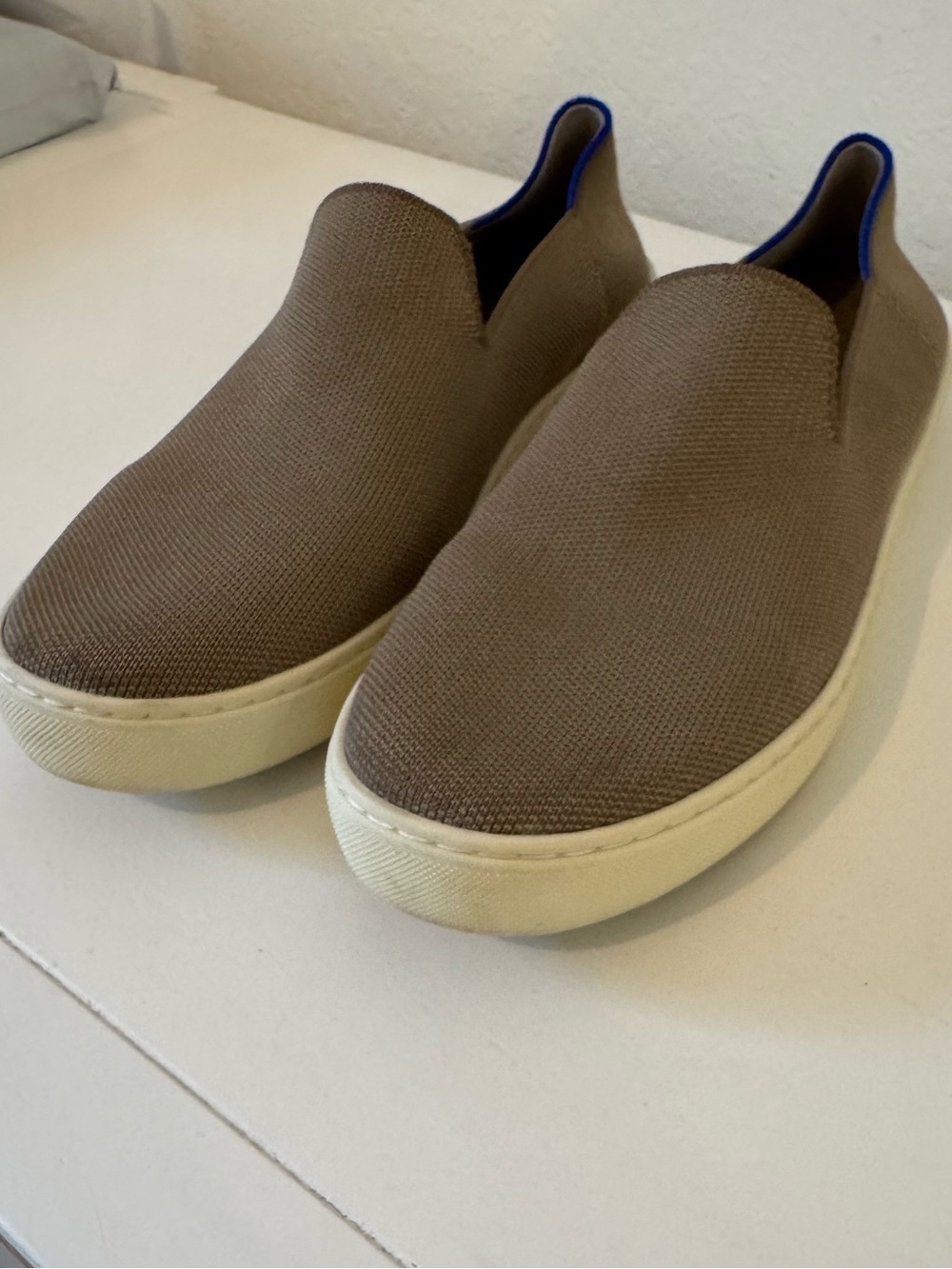 Rothy's Slip-On Loafers in Brown with Cream Sole in Latte